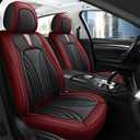 Car Seat Covers for 2 Seats - Nappa Leather 3D Foam Back Support, Super Breathable, All Season Car Seat Cushion with Storage Bags, Universal Fit for Most Cars, Colour- Red Black