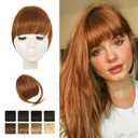 BARSDAR Real Human Hair Clip in Bangs - Human Hair Clip in Bangs for Women - Auburn Thick Bangs Extensions Fringe with Temples Dyeable Real Hair Bangs Hairpieces - Medium Auburn
