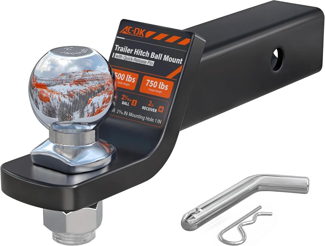 Trailer Hitch Mount with 2-5/16-Inch Ball & Pin, Fits 2-Inch Receiver,2 inch Drop Hitch,7,500 lbs Capacity Ball Hitch, 750lbs TW
