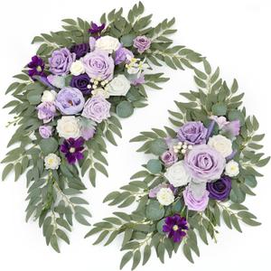 Artificial Wedding Arch Flowers Kit (Pack of 2) for Wedding Arch, Bridal Shower, Ceremony, and Reception Backdrop Decoration (Dancing Purple Kelsang Flowers)