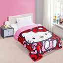 Hello Kitty Bedding Set - Bundle with Hello Kitty Bedspread for Twin Bed Plus Pusheen Decals, More | Hello Kitty Bedroom Decor for Girls