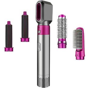 5-in-1 Professional Hair Styling Tool  Fast-Drying Blow Dryer with Curling Barrels, Volumizing Brush, Paddle Brush & Styling Nozzle for Curling, Straightening & Smoothing