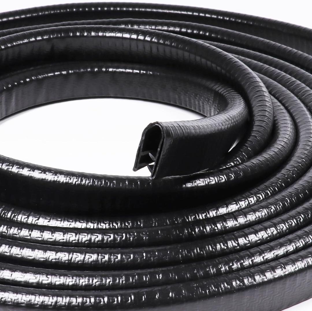 25Feet Edge Trim Rubber U Channel Strip with Metal Car Door Edge Protector Fit Gap 3/64inchto 1/4inch, Automotive Door Seal Strip Trim Black,1/2inch X 3/8inch