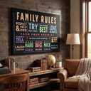 Family Rules Canvas Wall Art Family Inspirational Quotes Wall Decor Picture Colorful Uplifting Man Cave Poster Print Painting for Home Office Bedroom Living Room Home Decorate Prepare To Hang