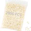 2000 Piece 8mm Round Pearls, Undrilled Art Faux Pearls, No Hole Loose Beads for Makeup Brushes, Vase Fillers, Wedding Decorations, Beige