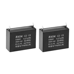 uxcell Ceiling Fan Capacitor CBB61 4uF 450V AC Single Insert Metalized Polypropylene Film Capacitors 47x18x34mm for Water Pump Motor Generator, Pack of 2