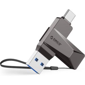 ORICO 32GB USB Flash Drive 150MB/S Metal Housing Swivel Design Support OTG Function 2 in 1 PenDrive for USB C and USB A Devices-CB05 Grey