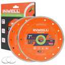 7 Inch Diamond Blade Wet Cutting (2 Pack) - 5mm Segment Height with 7/8" Arbor - High Speed 8,500 RPM for Concrete, Tile, Granite - Includes 2 Reducing Rings (20mm)