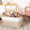 DULLEMELO 70L Extra Large Storage Bin, 22" x 15" x 13" Oversized Storage Basket, Collapsible Storage Box, Fabric Clothes Toys Blanket Basket for Shelves, Laundry, Nursery (White&Khaki)