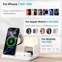 6 in 1 Wireless Charging Station with Clock & Night Light，Alarm Clocks for Bedrooms,Wireless Charger Stand with Beside Clock for iPhone 18/17/16/15/14/13/12 Pro Max, Apple Watch,Airpods (White)