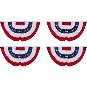 Homissor American Flag Bunting Outdoor 3x6 Ft 4 Packs US Pleated Fan Flag Embroidered Stars USA Pleated Bunting