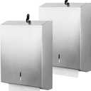 2 Packs Paper Towel Dispenser Wall Mount Commercial, Touchless Hand Towel Dispenser with Lock (Stainless Steel)