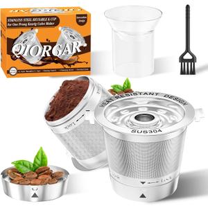 2 Pack Reusable K Cups for Keurig- All Stainless Steel Coffee Pods for Keurig 1 Prong Coffee Machine, No Seal Gasket, Non Plasic, Heat Safe, All in One Set