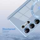 AIGOMARA Magnetic Case for Samsung Galaxy S24 Ultra [Wireless Charging Compatible] Heart Design Soft TPU Electroplated Phone Cover Anti-Scratch Shockproof Case for Women - Blue