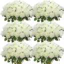 Jexine 50 Pcs Artificial Rose Flower Bulk Realistic Silk Fake Roses with Long Stem Plastic Artificial Flower Bouquet Real Looking for Home Wedding Centerpieces Party Decoration(White)
