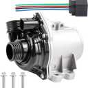 Aluminum Water Pump with Wiring Harness, Bolts 11517632426 | Fits 135i 335i 335is 335xi 535i 535xi 640i 740i 740Li ActiveHybrid 5 7 X1 X3 X4 X5 X6 Z4 3.0L Replace 11517888885