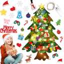 Felt Christmas Tree Set, 3.2ft Wall Hanging DIY Christmas Tree with LED Light Strings Detachable Ornaments DIY Felt Tree Craft Kits for Xmas Gifts Home Door Decoration