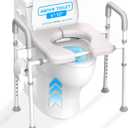 Raised Toilet Seat with Handles - Width & Height Adjustable Toilet Seat Risers for Seniors, Heavy Duty Handicap Toilet Riser, Fit Any Toilet, Up to 400lbs