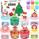 Christmas Slime 8 Pack, for Kids, Cocofluff Themed Slime Kit for Sensory Play, Stocking Stuffers for Girls & Boys, Party Favors, Unique Textures (Crystal & Butter & Cloud Slime 100ml)