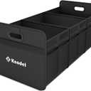 K KNODEL Car Trunk Organizer, Foldable Organizer for Car, Automotive Consoles & Organizers, 3 Compartments Storage with Reinforced Handles (Large, Black)