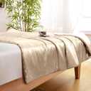 Vonty Satin Throw Blanket Taupe Satin Blankets 50x60 Inches(with Small Flowers), Cooling & Silky Throw Blanket Wrinkle-Free Cable Knit Throw Blankets for Coush Sofa Bed Outdoor