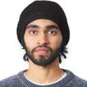 Boho Slouchy Knit Beanie for Women, Mens Fashion Rasta Tam-Style Hat for Fall & Spring Made in Korea (One Size, Black)