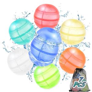 Reusable Water Balloons for Kids & Adults, 7 Pack Refillable Silicone Water Balloons  Quick Fill, Self Sealing Water Balloon for Pool, Summer Toys Beach Toys for Outdoor Idea Gift, Party Supplies