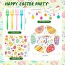 Amyhill 160 Pcs 40 Guest Happy Easter Party Supplies Easter Paper Plates and Napkins Forks Disposable Easter Dinnerware for Spring Picnic Bunny Party, 40 Easter Plates, 80 Napkins, 40 Forks(Egg)