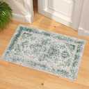 Vintage Rugs for Entryway, 2x4 Washable Low Pile Rug, Small Front Door Non-Slip Area Rug for Kitchen, Throw Rugs with Rubber Backing, Soft Boho Indoor Entrance Bedroom Entry Carpet mat (Cream/Green)