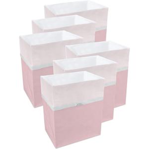 Clean Cubes 13 Gallon Disposable Pop-Up Trash Cans (6-Pack) with Fitted Bags Foldable Garbage & Recycling Bins for Parties, Events & Kitchen (Pink, 17" H x 13.5" W x 10" D)