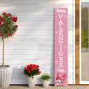 Pink Valentines Decor Valentines Porch Sign Porch Decor Gnomes Outdoor Decorations Wooden Door Decorations Indoor Outside Welcome Sign for Front Door 46.8 Inch