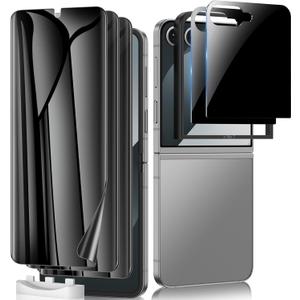 for Samsung Galaxy Z Flip 7 Privacy Screen Protector, 3 Pack Internal Anti-Spy TPU Film + 2 Pack Outer Privacy Glass Screen Protector, Anti-Scratch, Touch Sensitive, No Bubbles, Case Friendly