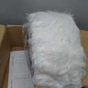 Mxfurhawa Faux Fur Storage Ottoman Round Furry Vanity Stool Marble Grain Tray Coffee Table Compact Footrest with 4 Metal Legs Soft Makeup Seat Foot Stool for Living Room Bedroom Entryway White