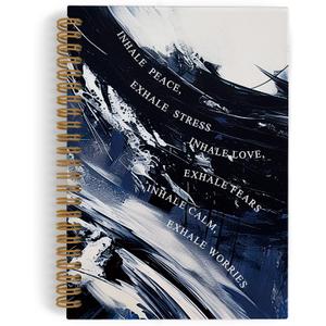 Inhale Exhale Mental Health Spiral Notebook, Coastal Therapy Journal Notebook, Navy Blue Beach Notebooks for School Work, Mental Health Therapy Office Supplies Gifts for Women Men, 5.5x8.3 Inch