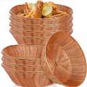 Yesland 8 Pack Plastic Round Basket Large Gift Baskets - 10.25 Inch Woven Bread Roll and Food Serving Baskets - Food Storage Basket Bin for Kitchen, Restaurant, Centerpiece Display, Christmas Gifts