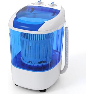 Giantex Portable Mini Washing Machine, 5.5 lbs Capacity Small Compact Laundry Washer with Spin Tub & Drain Hose, Semi-automatic Washer Machine for Apartment Dorms RV Home (Blue)