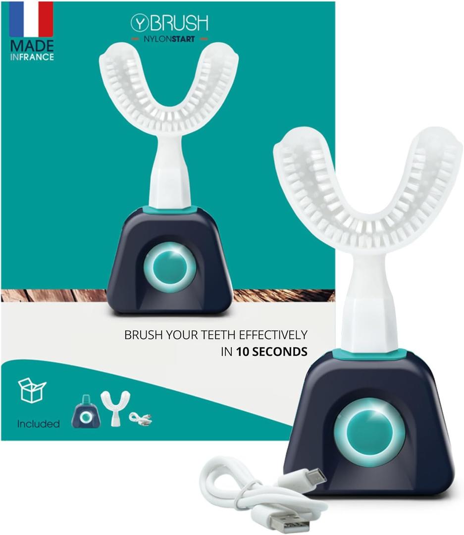 Y-Brush NylonStart 2024 - Electric Toothbrush - Y-Shaped Brush - Innovation Awards at CES, 3 Months Battery Life - NylonStart Adult Pack (12yo-99) - Clinically Proven