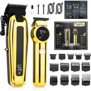 Hair Trimmer for Men, Cordless Hair Clippers and Trimmer Set, Waterproof T-Blade Trimmer,Professional Hair Cutting Kit,Zero Gap Haircutting Set, LCD Display,Suitable for Oil Head, Carving,Bald