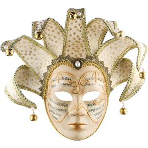 Masquerade Venetian Jester Mask Music Mardi Gras Wall Decorative Art Collection Mask (White)