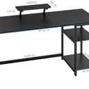 GreenForest Computer Home Office Desk with Monitor Stand and Storage Shelves on Left or Right Side,47 inch Modern Writing Study PC Laptop Work Table,Black