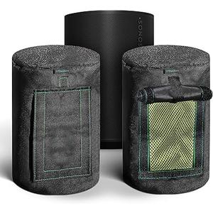 Black 600D Weatherproof Speaker Cover Custom Fit for Sonos Era100 Bluetooth Speaker with SoundFlap 