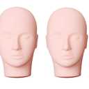 Pro Training Mannequin Flat Head Practice Make Up Eye Lashes Eyelash Extensions,Practice Training Head Manikin Cosmetology Mannequin Doll Face Head-2 Pack