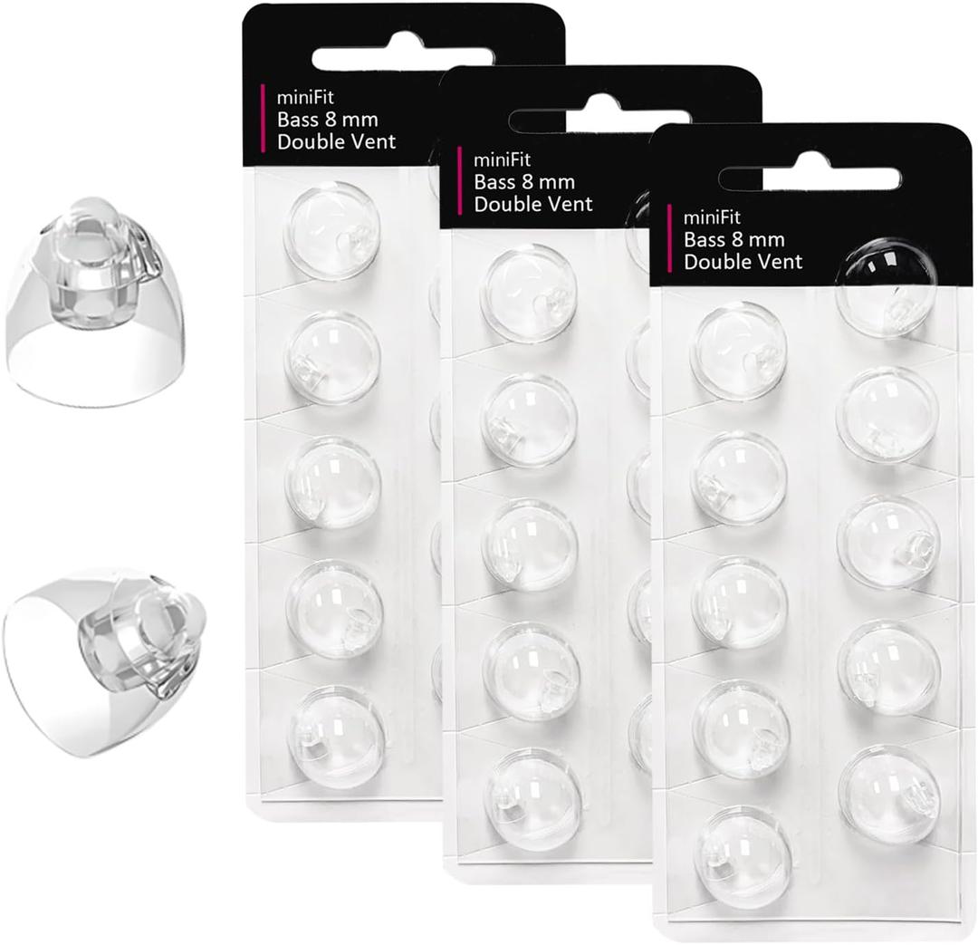 (Double Vent 8mm) Hearing Aid Domes for Oticon Minifit, Oticon Ear Caps Replacements Parts Accessories Domes for Oticon Hearing Aid Supplies Cleaning Kits(30 Pcs)