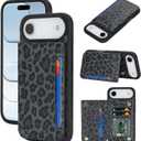 iCoverCase Compatible with iPhone Air Wallet Phone Case with Card Holder for Women Men, [RFID Blocking] Card Slots PU Leather Protective Wallet Case for 17 Air (Black Leopard) (for Air (6.5 inch))