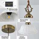 Ceramic Pendant Light 1-Light Adjustable Cord Industrial Ceiling Hanging Light Brass Vintage Chandelier for Kitchen Island Bar Dining Room Bedroom Foyer Hallway Farmhouse