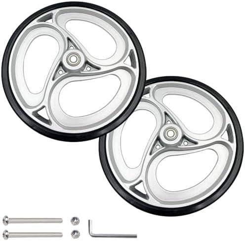 Yuqim 2 Pcs 10" Replacement Wheels for Rollator Walker Wheelchairs Walker Wheels Replacement Drive Rollator Wheels Parts(Silver, 9.4 Inch)