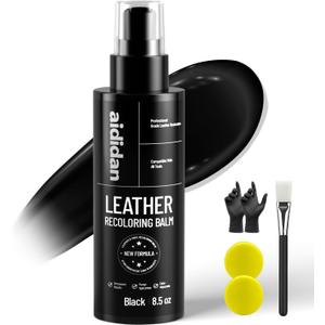 Black Leather Recoloring Balm, 8.5 oz Sofa Color Restorer & Paint, Faded Color Renewal & Repair Leather Balm Kit for Couches, Leather Furniture, Car Seats