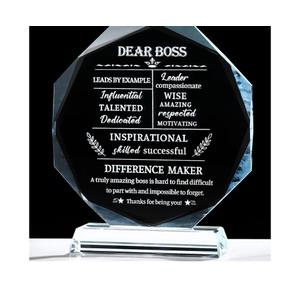 Movdyka Boss Gifts for Men Women Best Going Away Retirement Appreciation Gifts for Boss Lady Crystal Office Decor Plaque Gifts Boss Day Birthday to My Boss, Clear