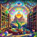SHRAPHY Fantasy Library Tapestry Colorful Bookshelf Rainbow Plant Cactus Tapestries Gothic Aesthetic Art Wall Decor Tapestry for Bedroom 60x40 inches GTDWUH0022