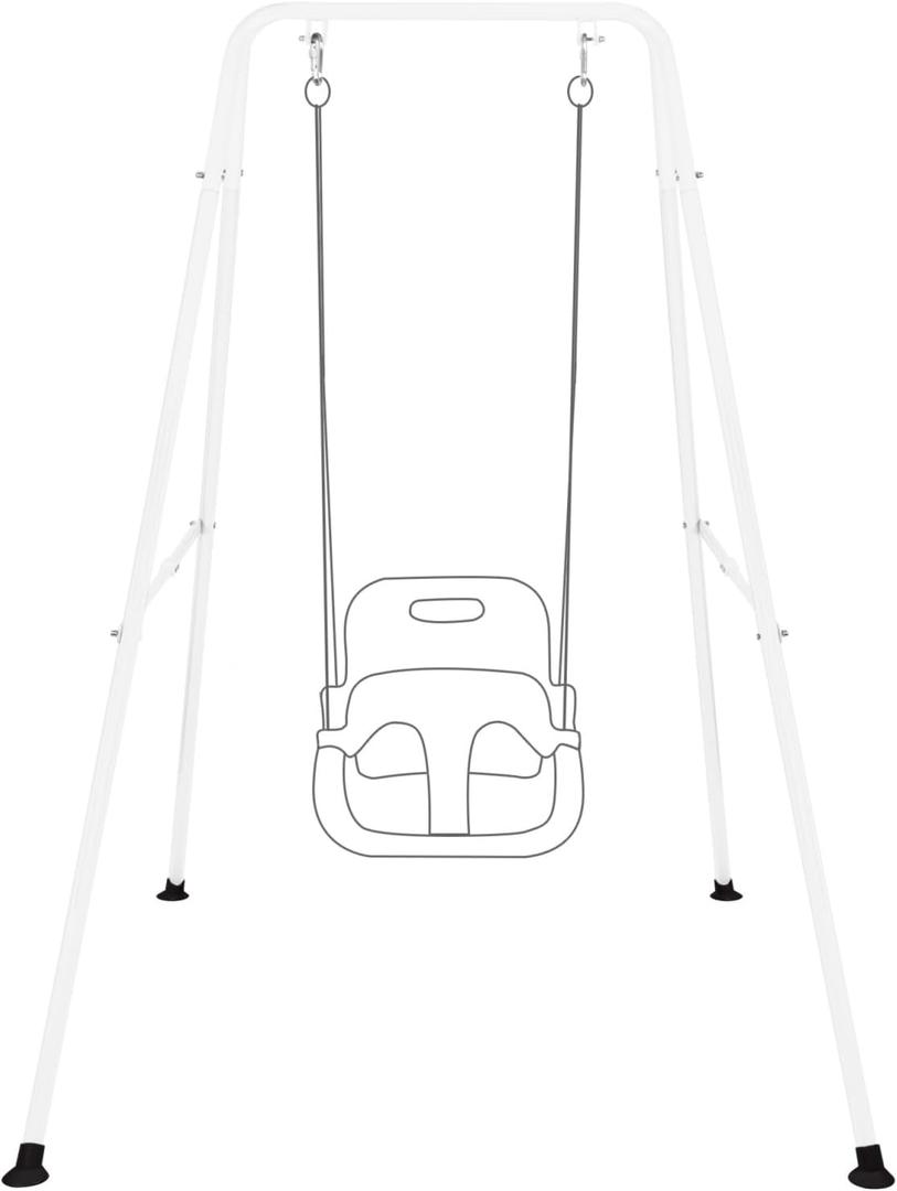 Baby Swing Stand, Heavy Duty Foldable Swing Stand A-Frame Metal Swing Stand Frame for Backyard Indoor & Outdoor, Hammock Chair not Included (White)